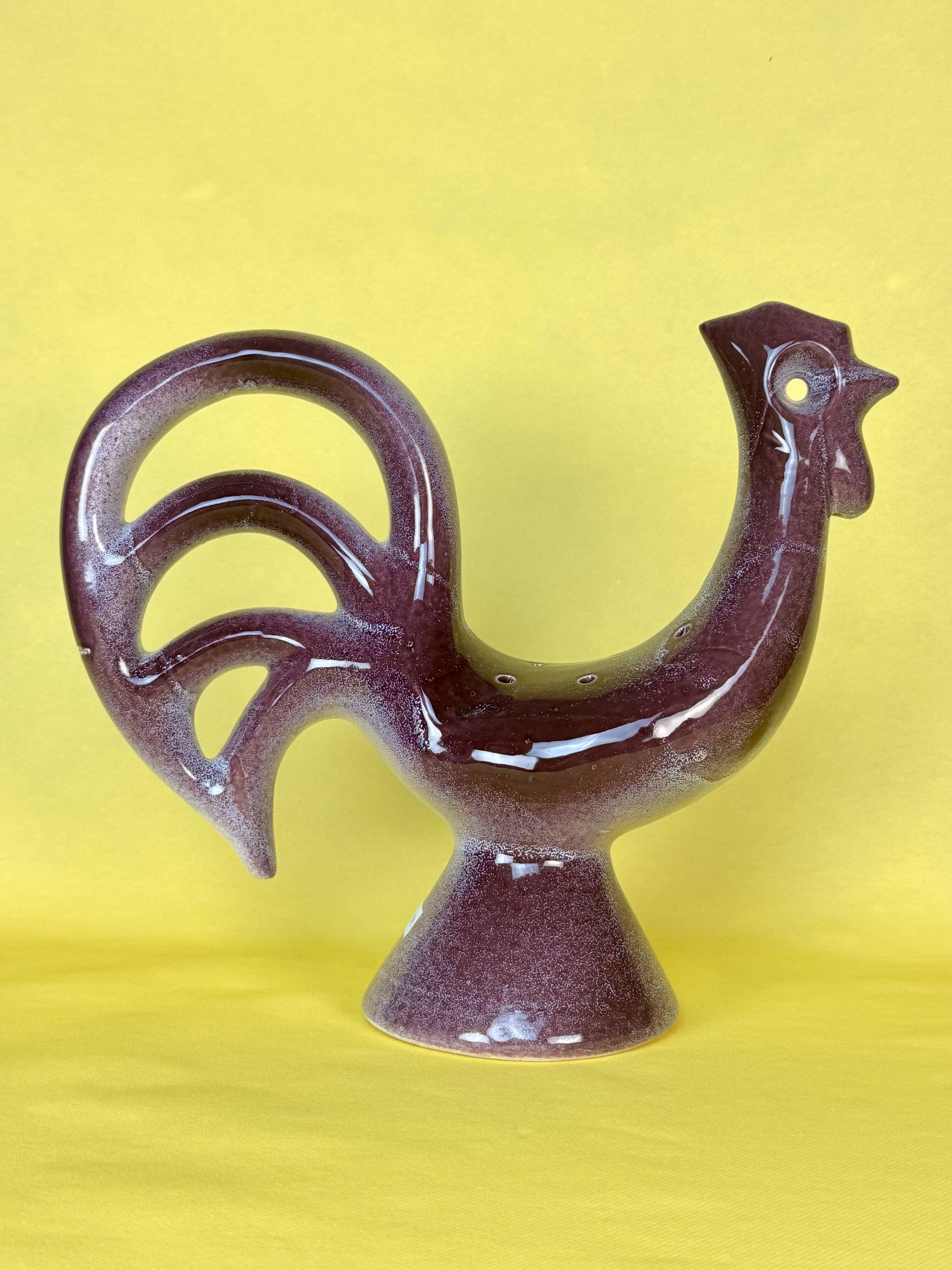 Cock pecks flowers