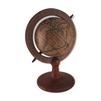 Globe world map vintage 1960 wood and paper