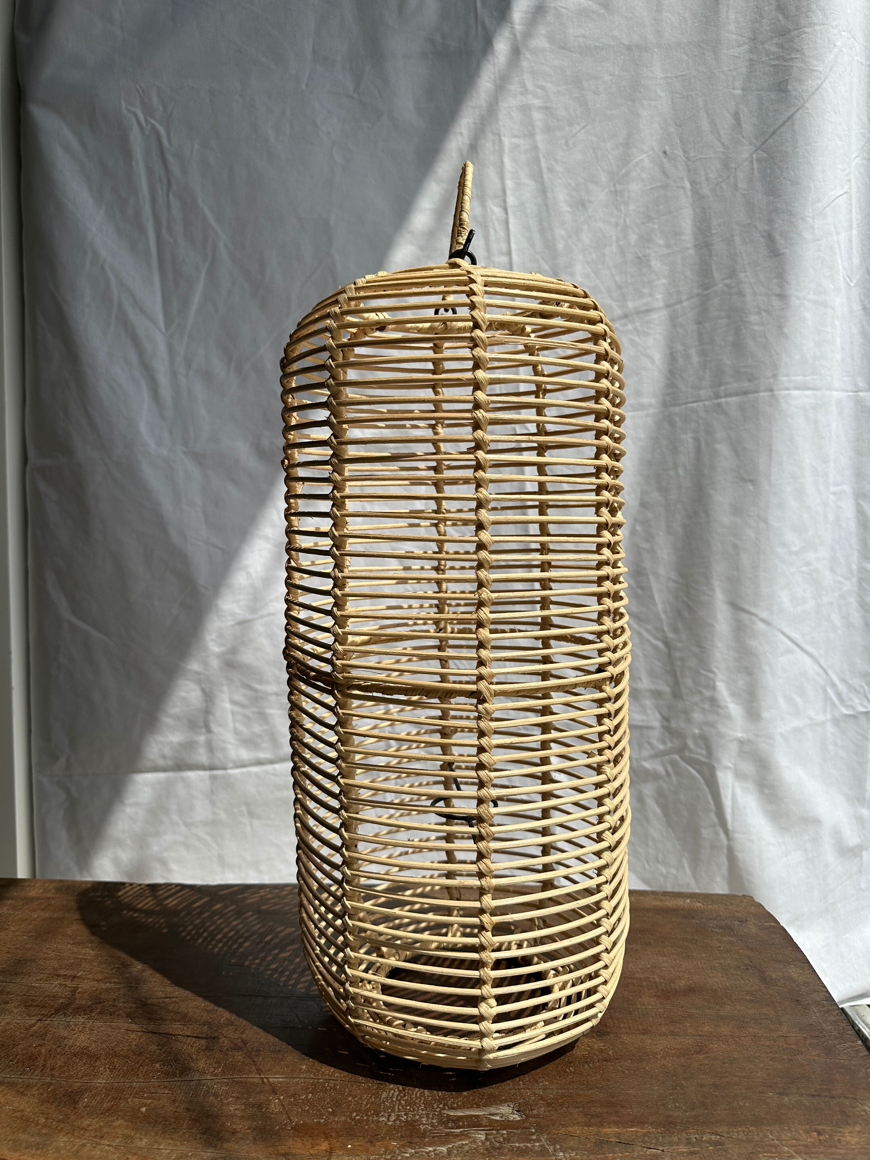 Large lantern-shaped rattan pendant lamp H50 D24