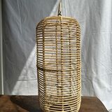 Large lantern-shaped rattan pendant lamp H50 D24