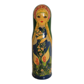Russian doll bottle cover in hand-painted wood