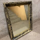 Vintage black and white wooden mirror