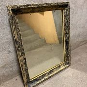 Vintage black and white wooden mirror