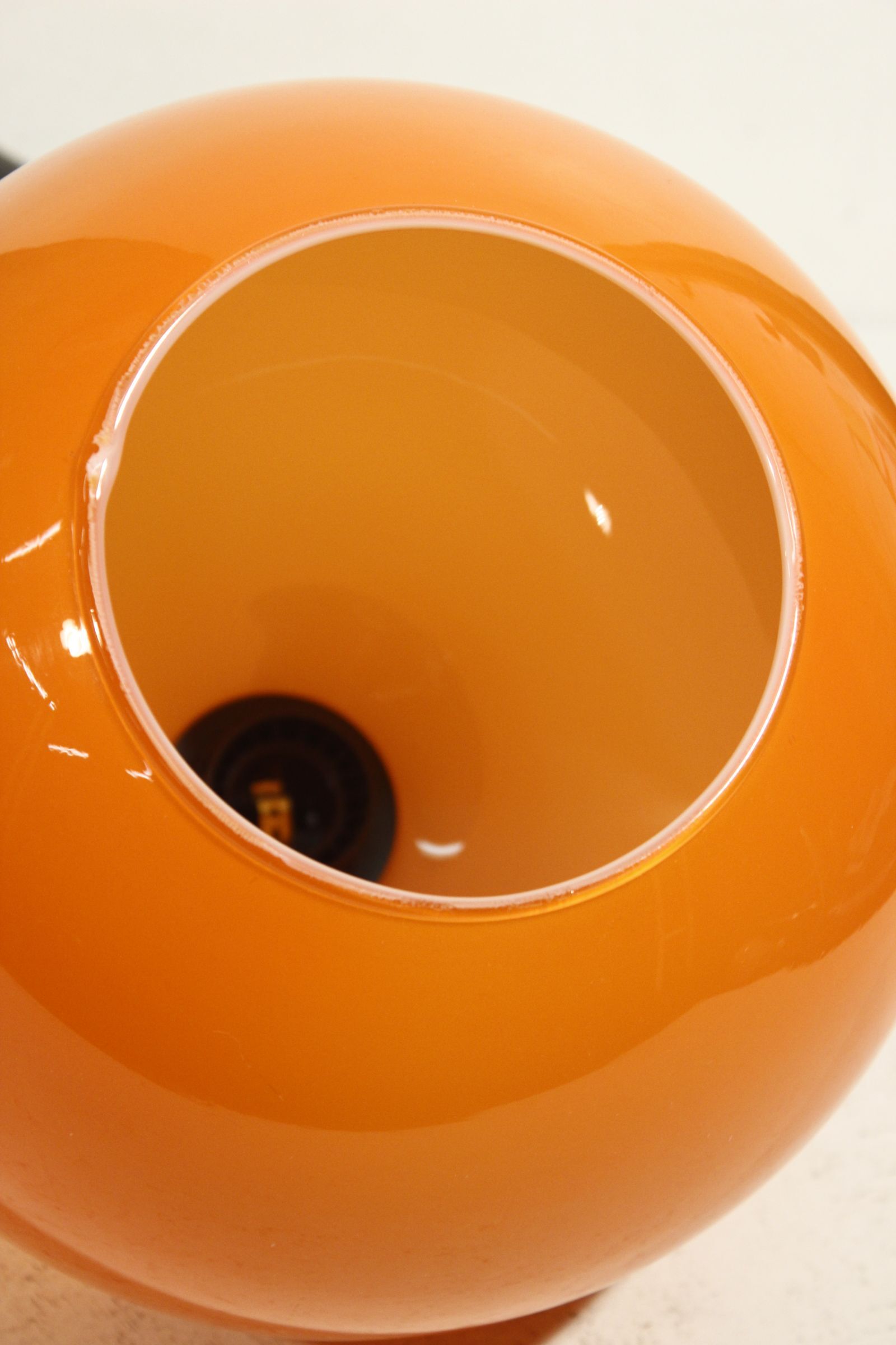 Vintage opaline orange pendant lamp Space Age