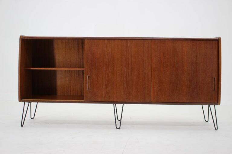 1960s Upcycled Danish Mid-Century Modern Teak Sideboard on Hairpin Legs