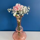 Vase en verre craquelé rose