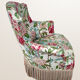 Napoleon III period armchair, floral fabric with cushion.