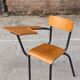 Student desk chair in steel & wood, France 1950s