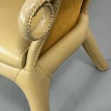 Modernist tropical brutalist leather chairs from Budji Layug, 1990s, set of 2