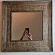 Old ethnic mirror in light wood, 62 cm