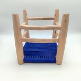 Wooden Stool with Hand Woven Seat - Unique Piece