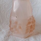 Signed ros - pink glass tulip with octagonal bell flowers - thick molded glass
