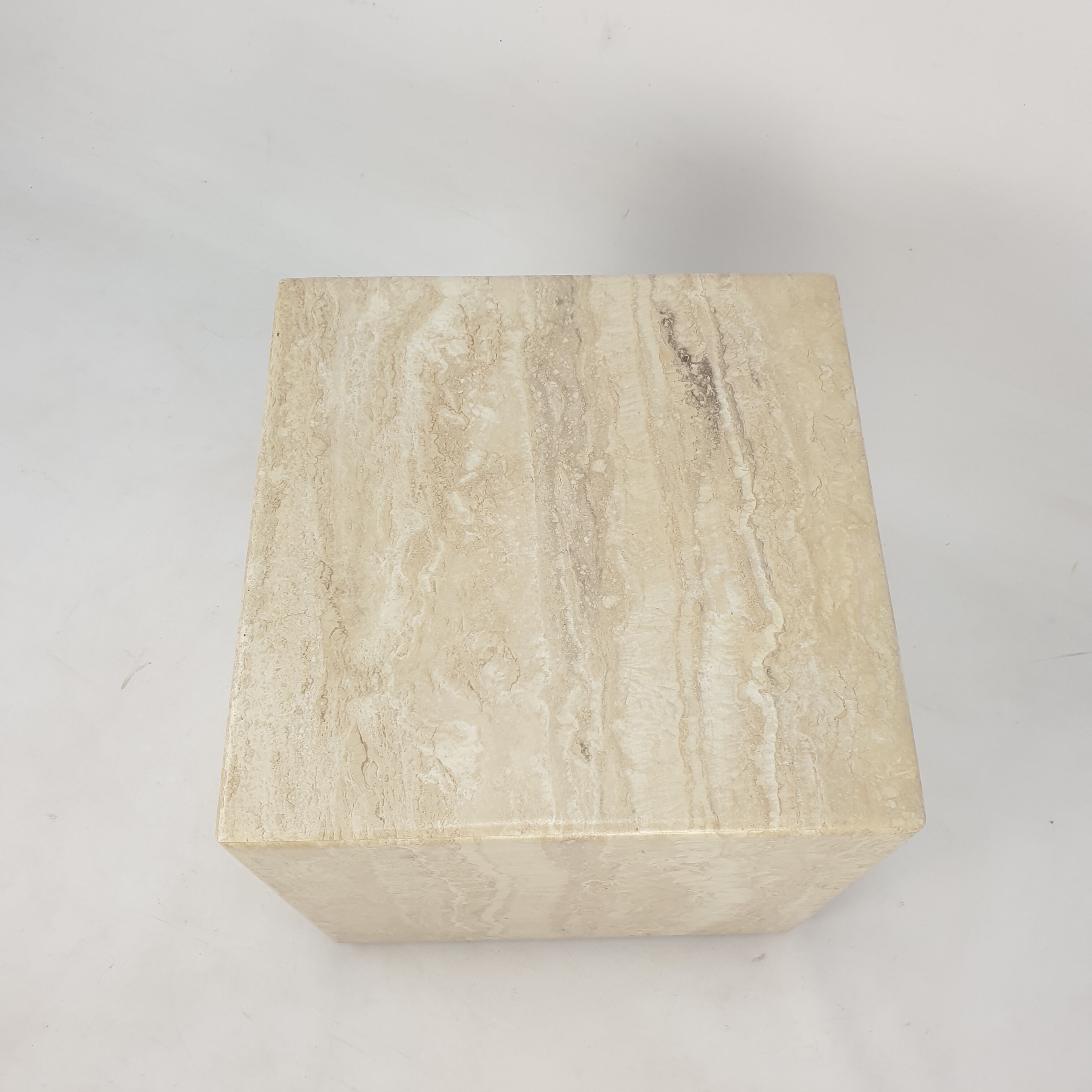 Italian Travertine Side Table, 1980's