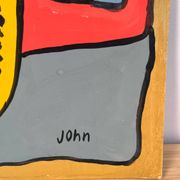 The angel Gabriel and the Magi, oil on paper signed John.