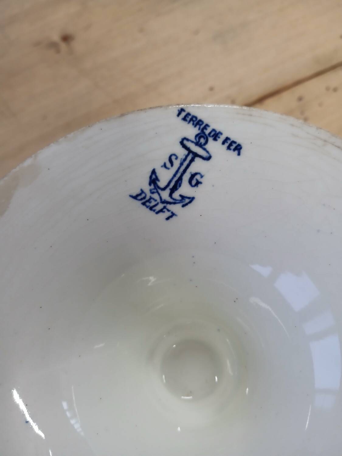 Large old Terre de fer compote bowl