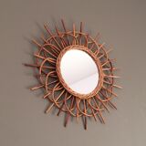 Mirror sun in arched rattan 54cm, 1960
