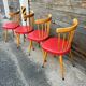 (Lot) 4 Baumann Chairs Compass Legs Vintage Red