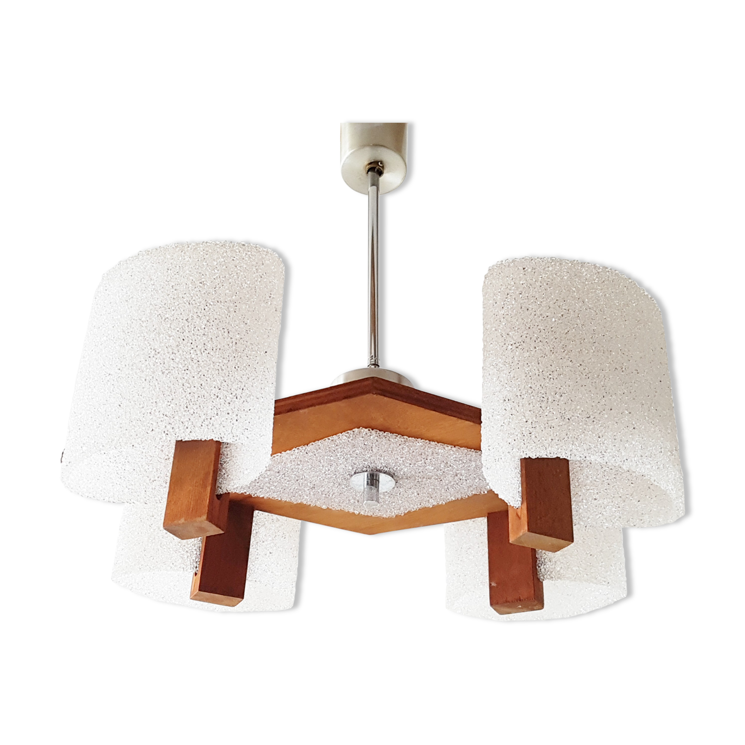 Scandinavian teak and resin 1960 chandelier