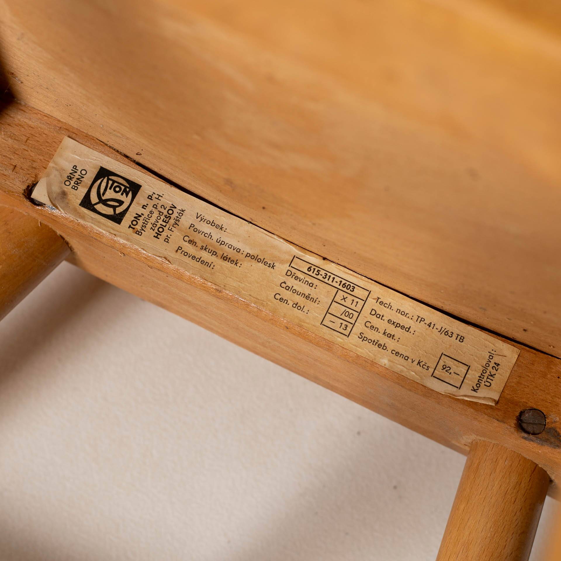 Midcentury dining chair from TON, beech and plywood, Czechoslovakia, 1960s