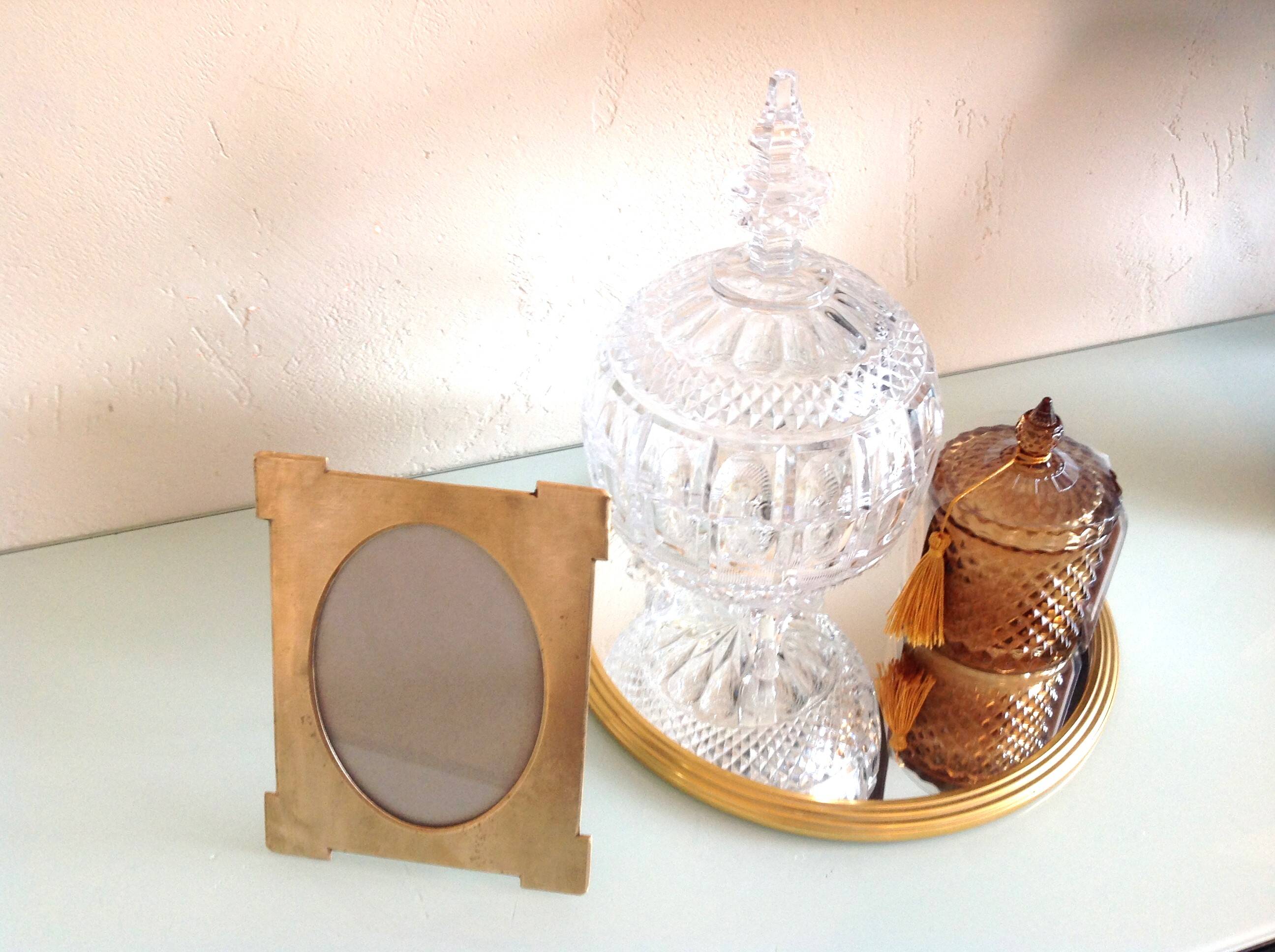 Brushed brass photo frame art deco style / 30s-40s