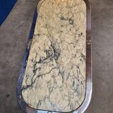 Italian design coffee table from the 70s, marble and chrome