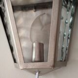 Demi applique murale en métal gris et 3 vitres