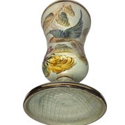 Bequet Quaregnon, pedestal vase with bird decoration circa 1950