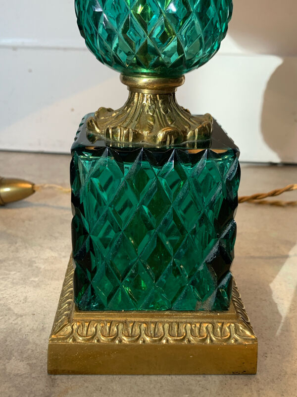 Lampe ananas et cristal vert émeraude