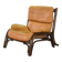 Brutalist Bentwood Bamboo Lounge Chair with Caramel Leather Upholstery, 60s