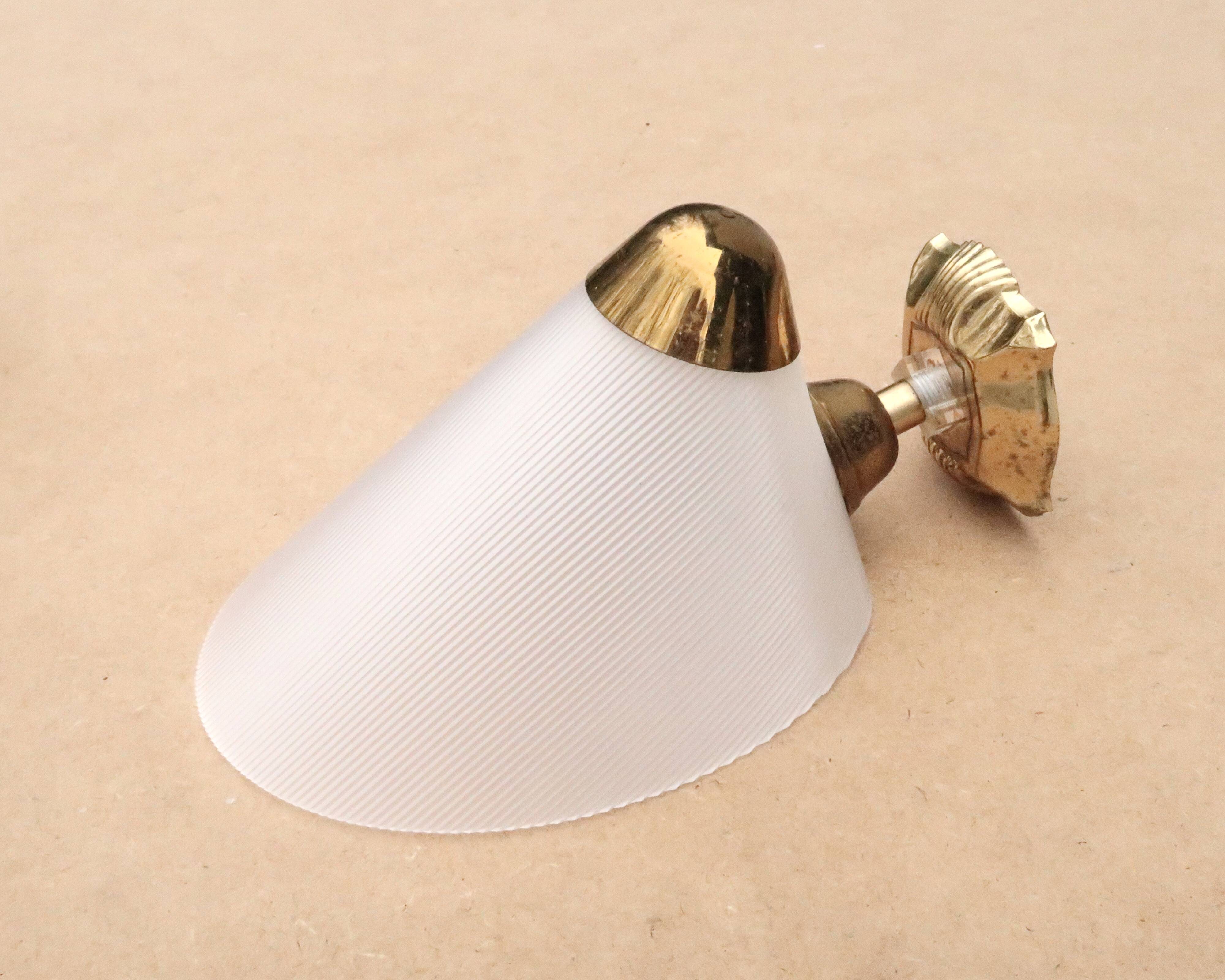 Pair of white and gold wall lights, 1950s