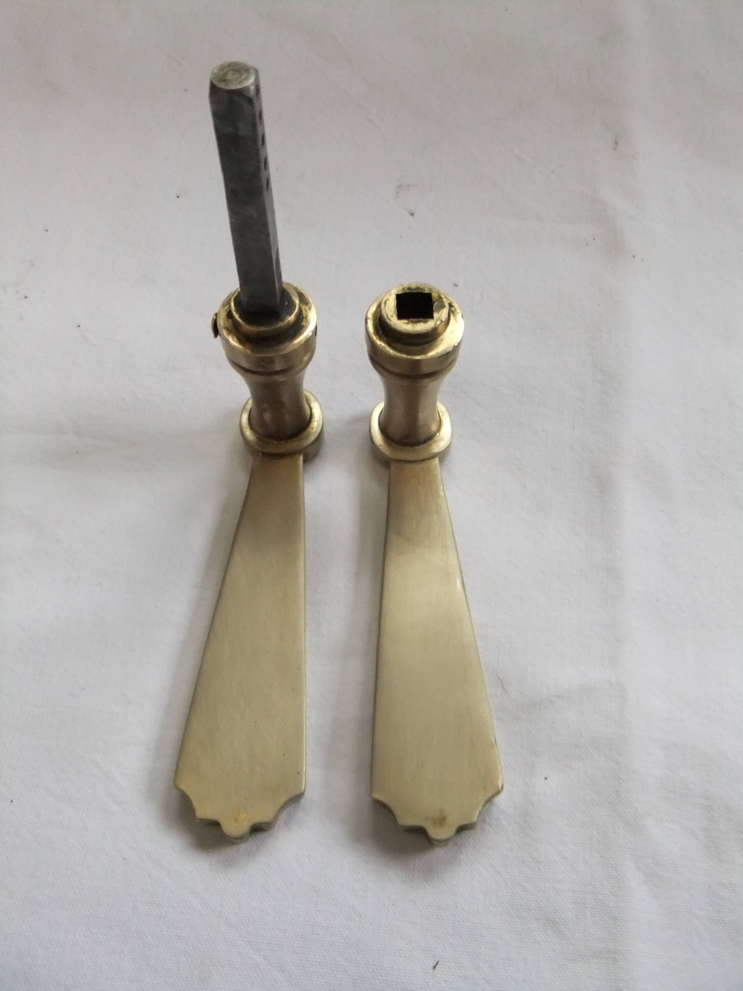 Pair of Louis XVI style beaded bronze door handles