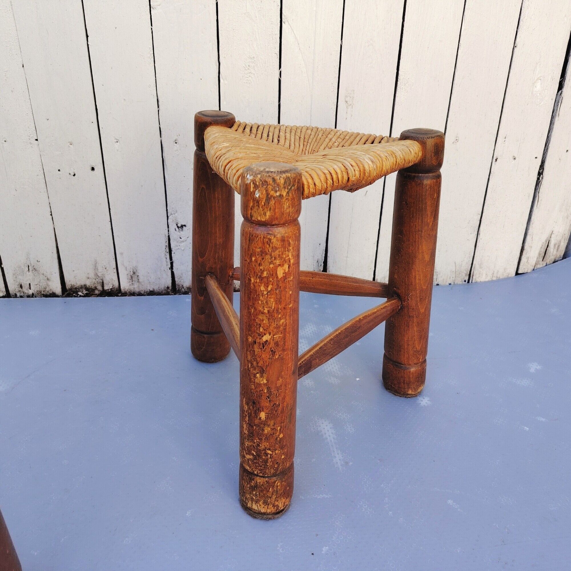 Tripod stools, straw, vintage, folk art