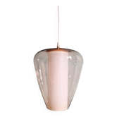 Scandinavian pendant light in white satin glass and pale pink clear glass, 1960