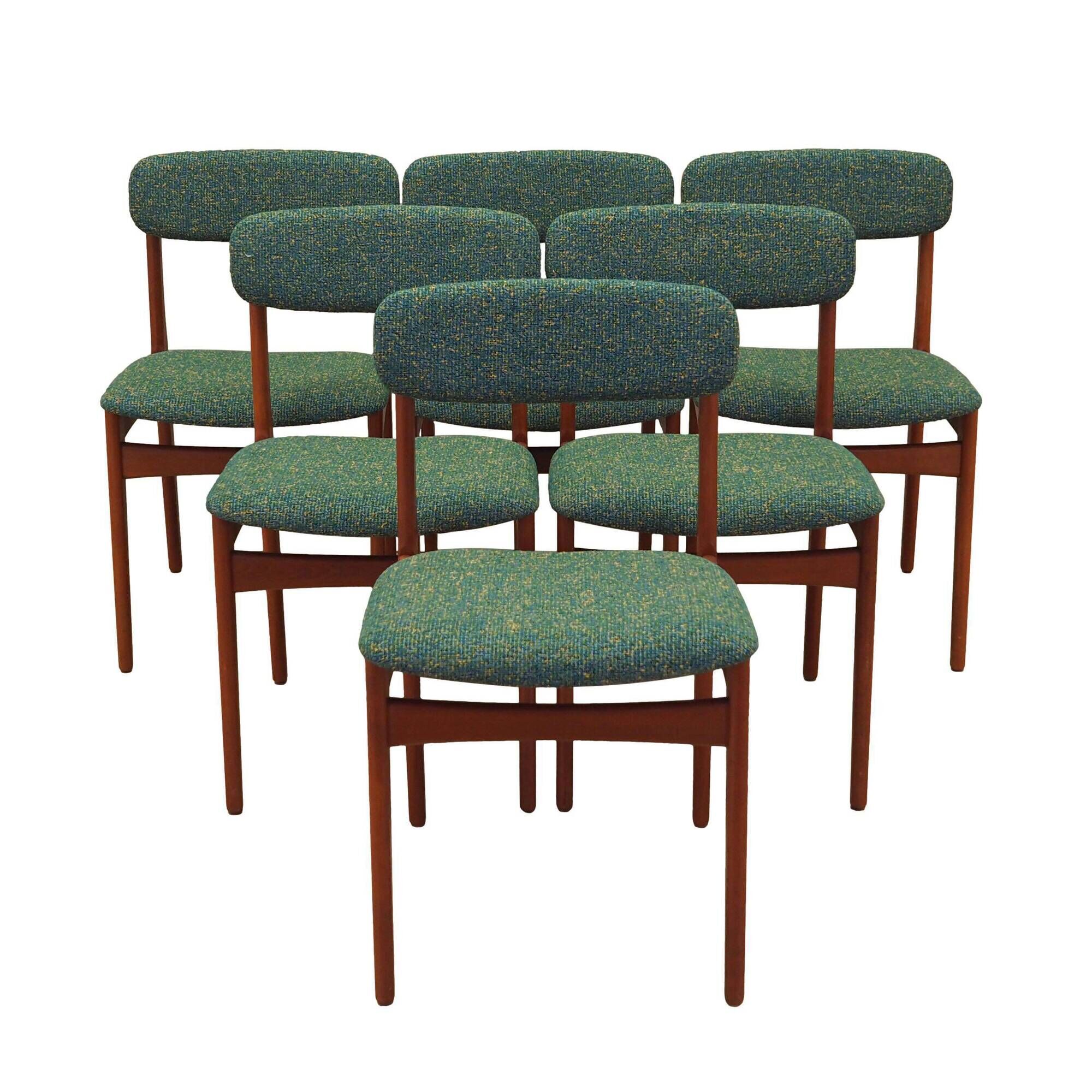 Set of six teak chairs, Danish design, 1960s, manufacture: N. & K. Bundgaar