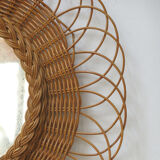 Round wicker rattan mirror 48cm