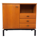 Vintage modernist style storage unit by Marcel Gascoin for Alveole in oak wood