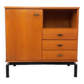 Vintage modernist style storage unit by Marcel Gascoin for Alveole in oak wood