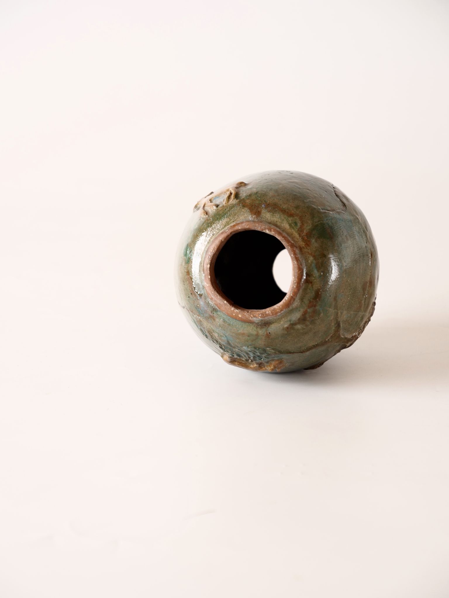 Terracotta photophore scenette owl in the moonlight