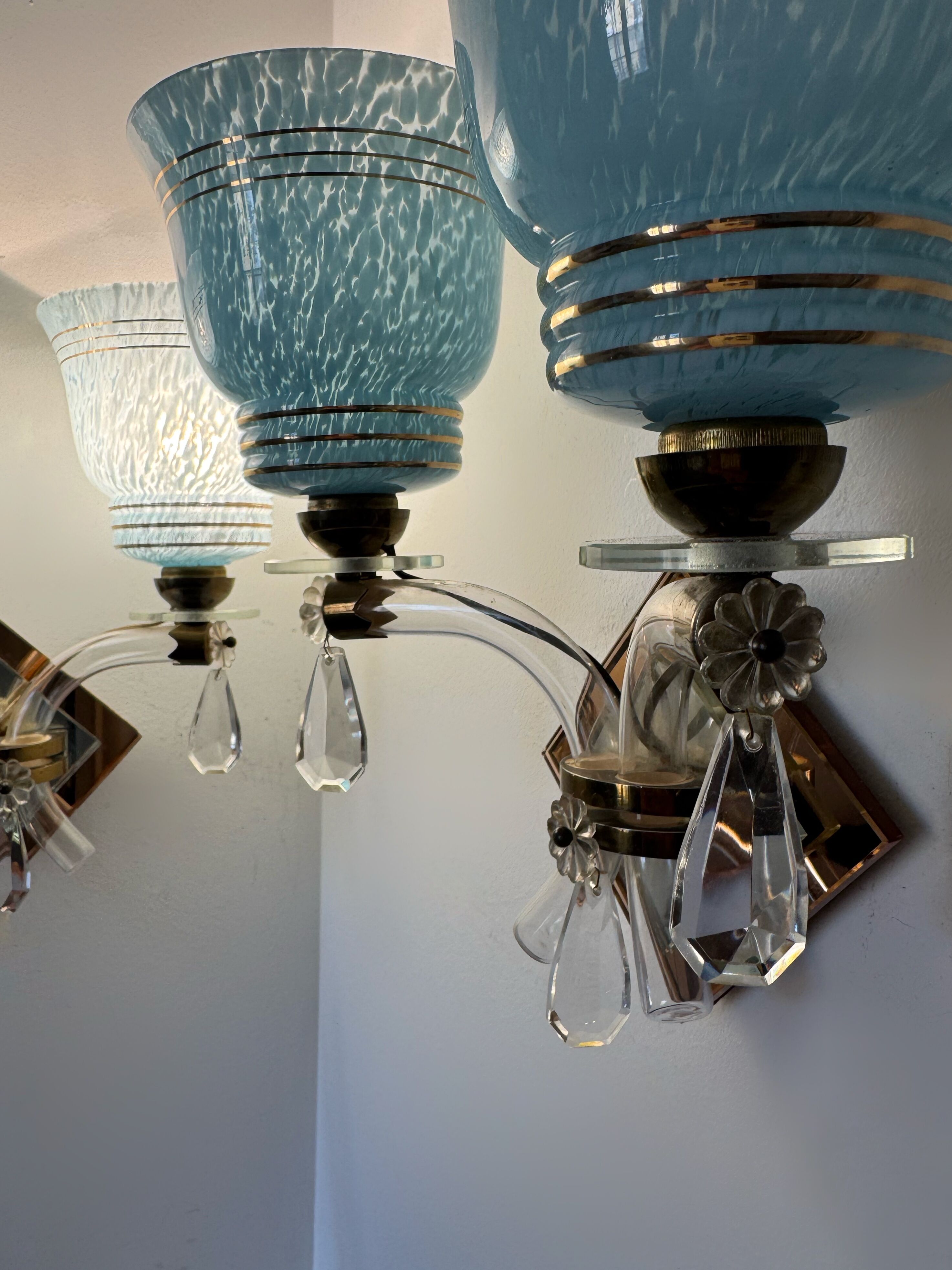 Art Deco mirror glass wall lights