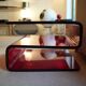 Red Plexiglass Coffee Table from the 1970s, French Design, Aesthetic