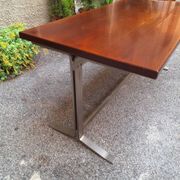 Vintage Desk Table in Wood and Chromed Metal by Gianno Moscatelli for Formanova, 1960s