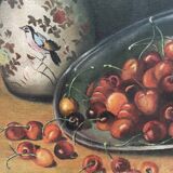 Still life painting with cherries and tea 1928
