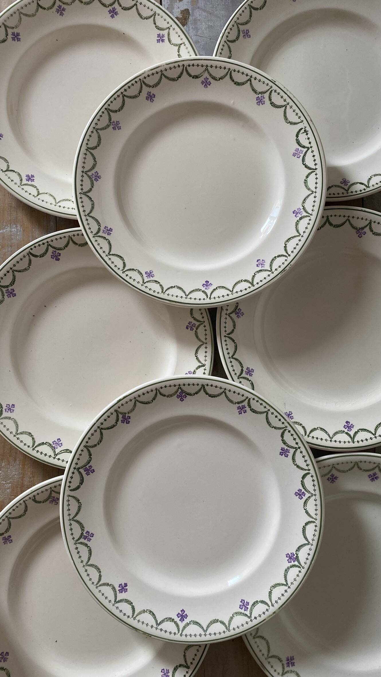 Flat plates Longwy model "Violetta", early 20th century