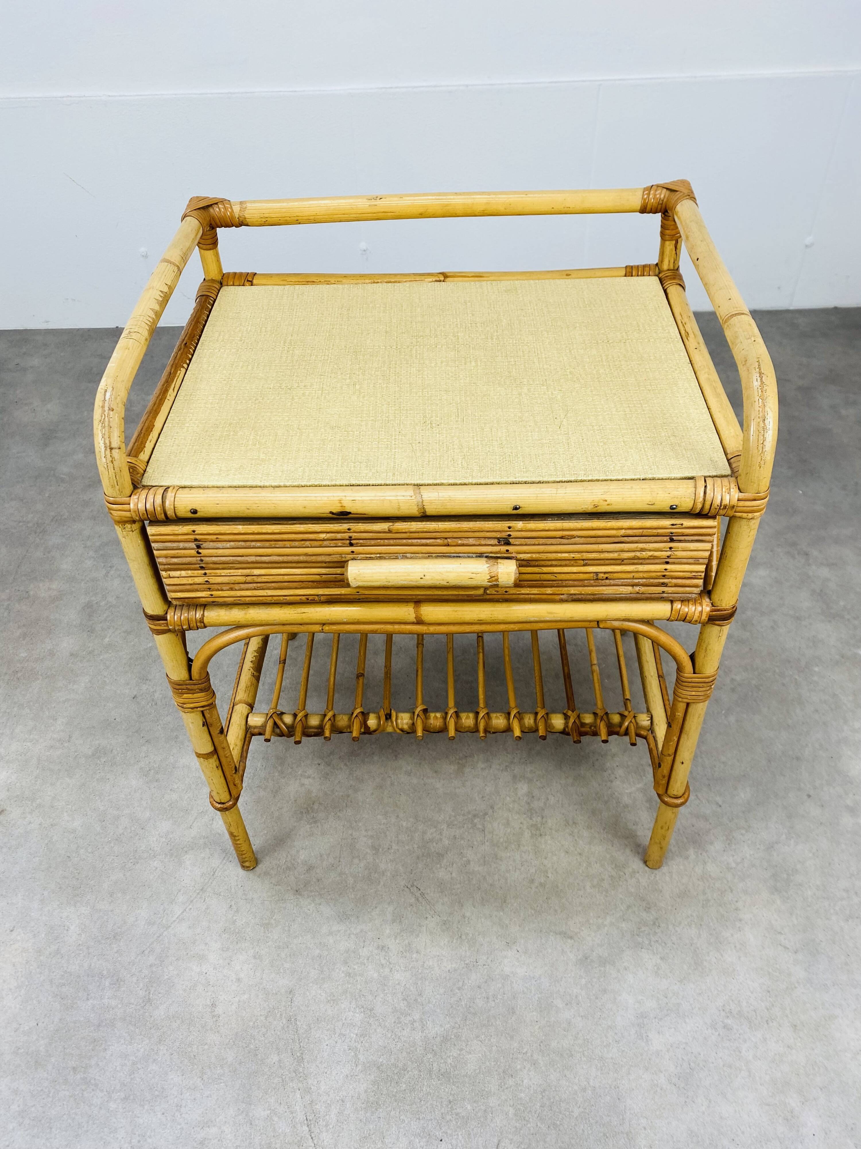 Vintage rattan bedside 60s