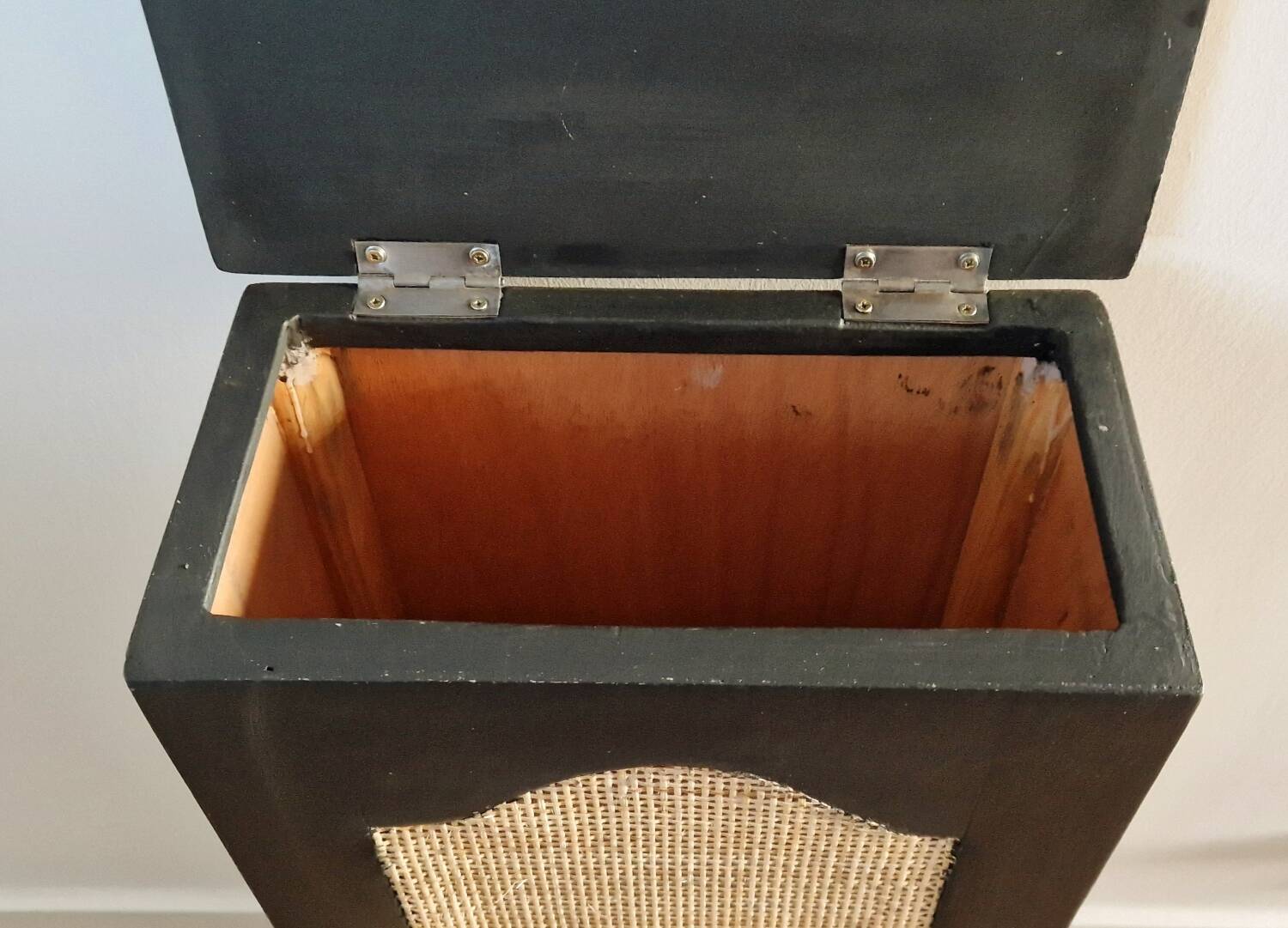 Wooden chest with caning