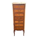 Louis XV transition XVI chest of drawers with 7 drawers in wood and marble