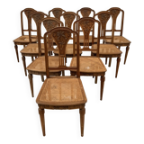 10 chaises Art Déco en noyer massif, XXème siècle