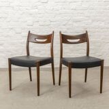 Teak and Black Leatherette Vintage Design Dining Chairs, 1960s