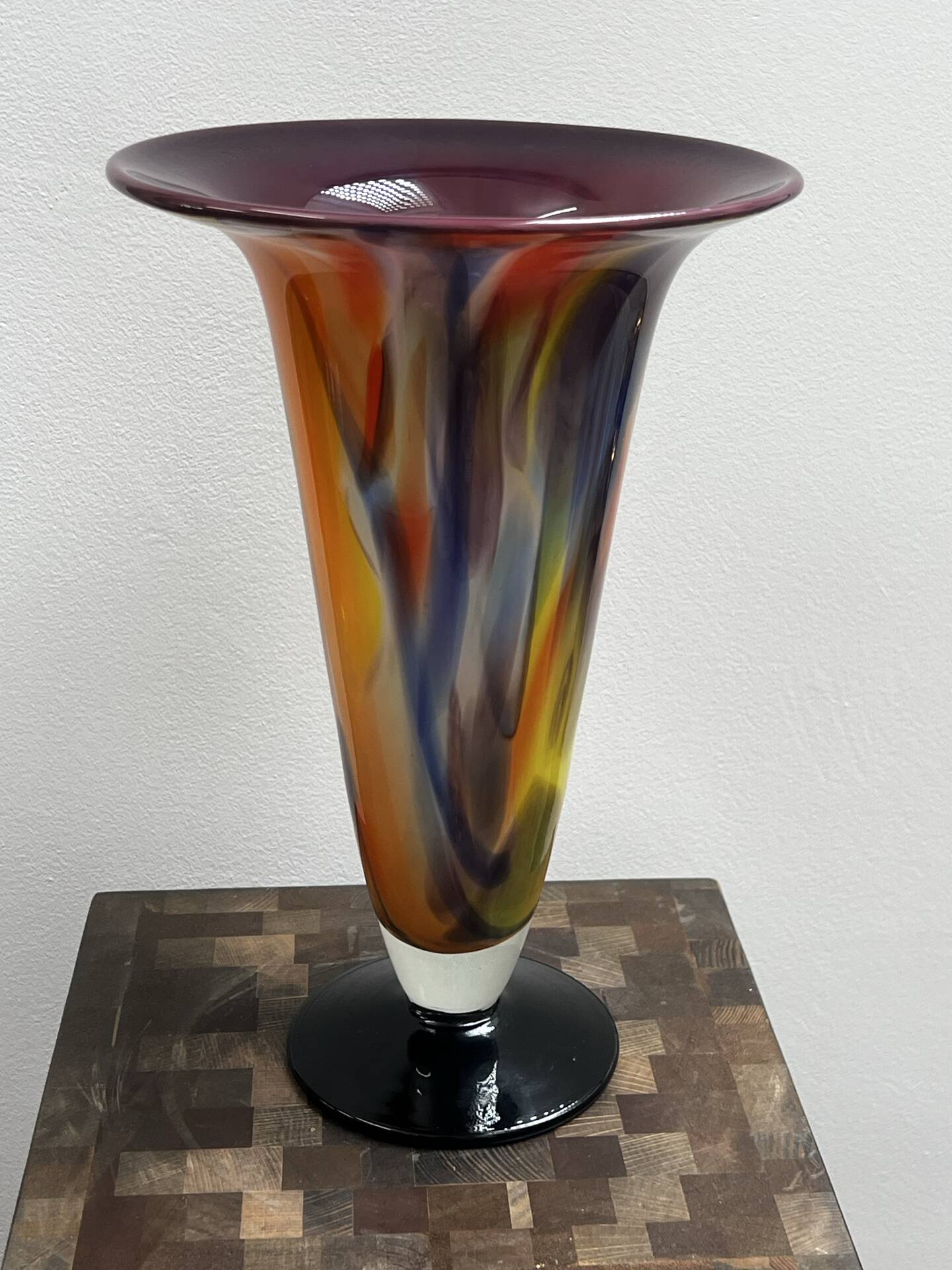 Multilayer blown glass cone vase 1960 - vintage retro Murano Schn
