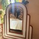Miroir monumental Hollywood Regency tropical en canne de bambou, atr
